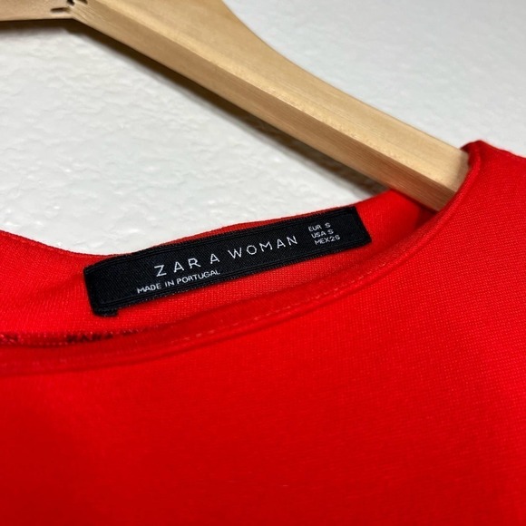 Zara Midi Dress Bodycon Red Stretch Women’s Size Small - Picture 6 of 9
